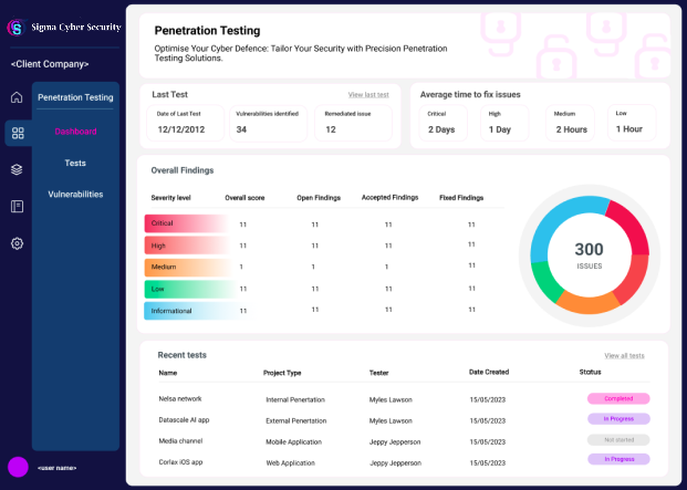 an image of the pen testing dashboard